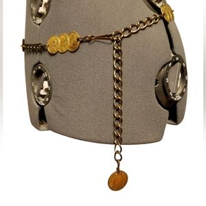Gold Coin Chain Belt Vintage 1960s 1970s